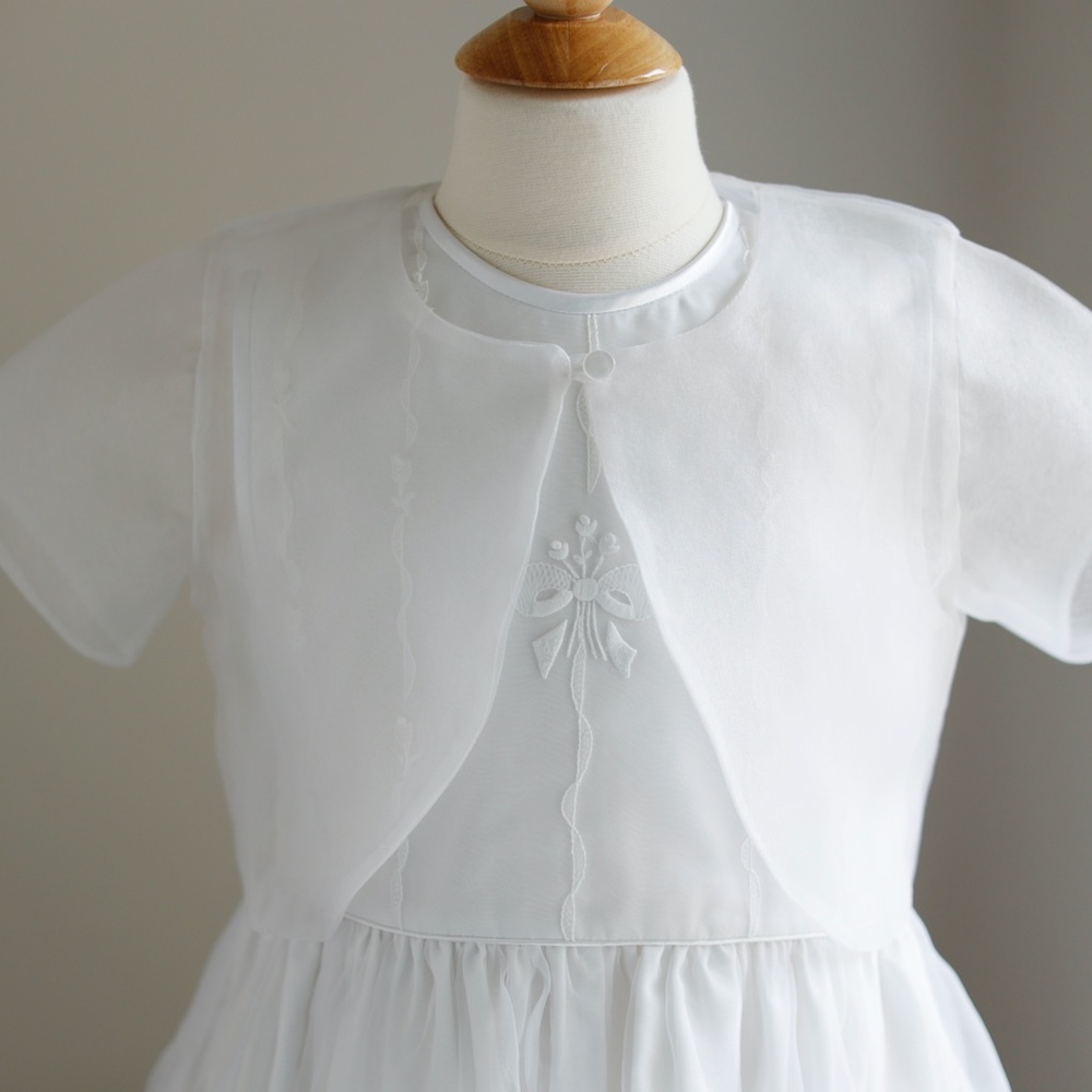 Strasburg Shrug White Organza Size 8/10 Flower Girl Special Occasion LIKE NEW